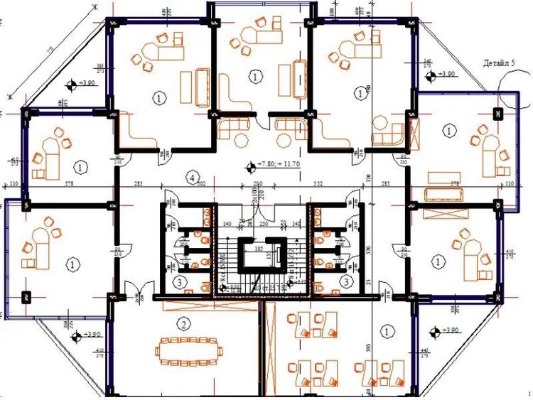Modern office with architectural plans
